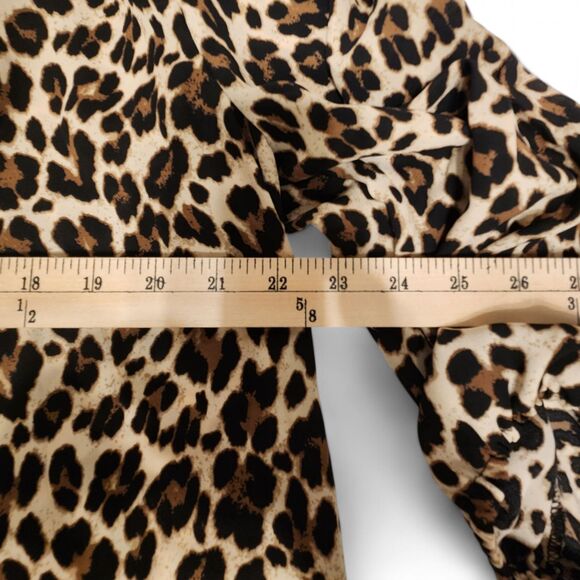 A Love Story Leopard Print Tie-Neck Blouse | Women’s XL | Long Sleeve, Polyester - Picture 5 of 9